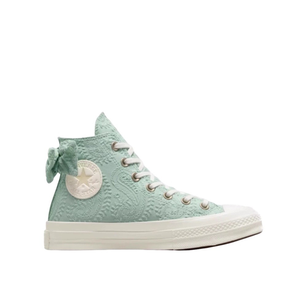 Converse Chuck 70 High Paisley Bow Womens Shoes Green Sneakers A10245C 9.5 NWOT